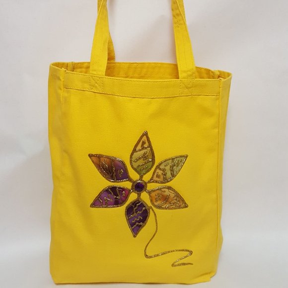 Canvas tote Bags with Embellishments - Picture 1 of 5